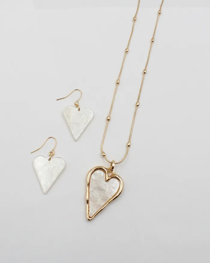 Earrings JAN2025 Falling in Love Heart Necklace and Earring Set Earrings JAN2025 Falling in Love Heart Necklace and Earring Set