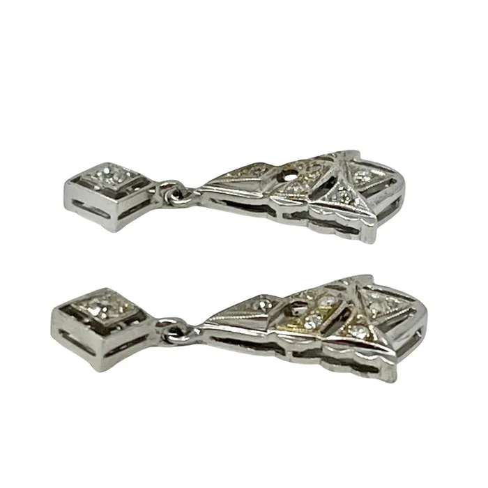 Earrings Jewelry 14K White Gold and Diamond Drop Earrings