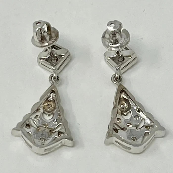 Earrings Jewelry 14K White Gold and Diamond Drop Earrings