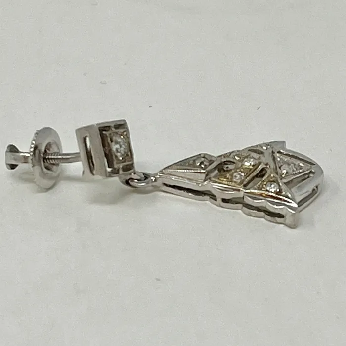 Earrings Jewelry 14K White Gold and Diamond Drop Earrings