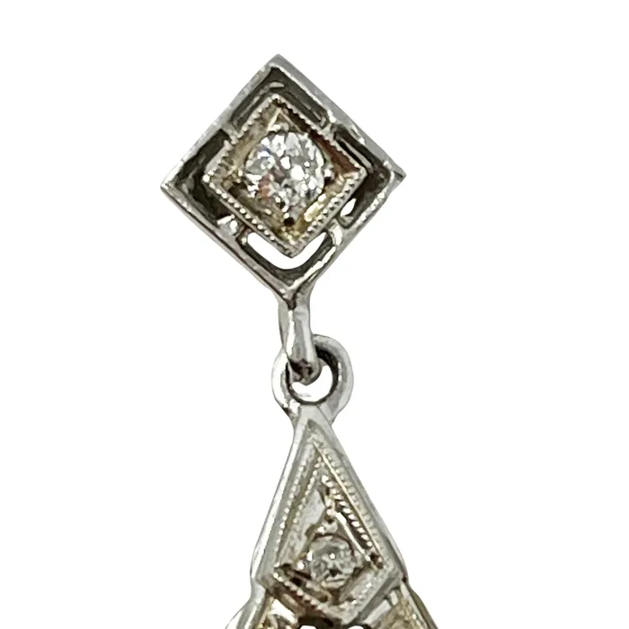 Earrings Jewelry 14K White Gold and Diamond Drop Earrings