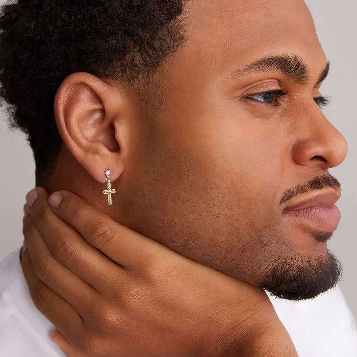 Earrings LAGOS Anthem TwoTone Diamond Cross Earring Earrings LAGOS Anthem TwoTone Diamond Cross Earring