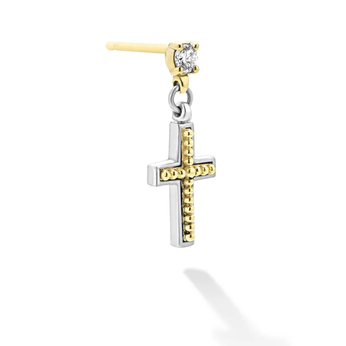 Earrings LAGOS Anthem TwoTone Diamond Cross Earring Earrings LAGOS Anthem TwoTone Diamond Cross Earring