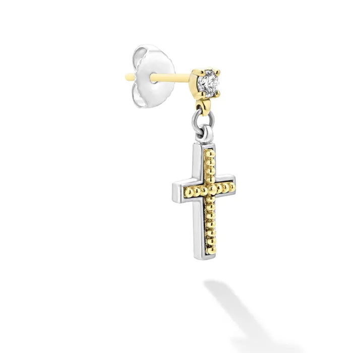Earrings LAGOS Anthem TwoTone Diamond Cross Earring Earrings LAGOS Anthem TwoTone Diamond Cross Earring