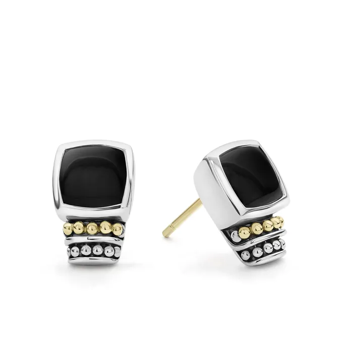 Earrings Lagos Caviar Color BezelSet Onyx Stud Earrings