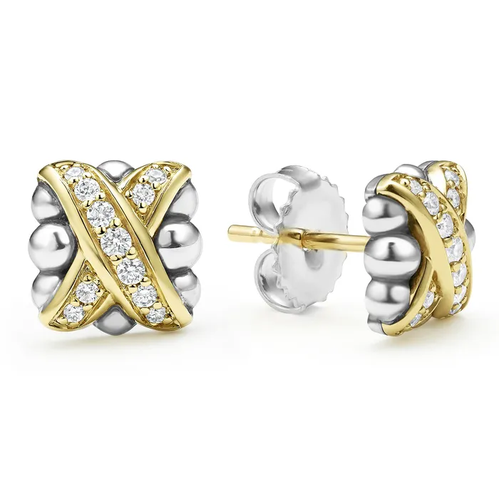Earrings LAGOS Embrace TwoTone X Diamond Stud Earrings Earrings LAGOS Embrace TwoTone X Diamond Stud Earrings