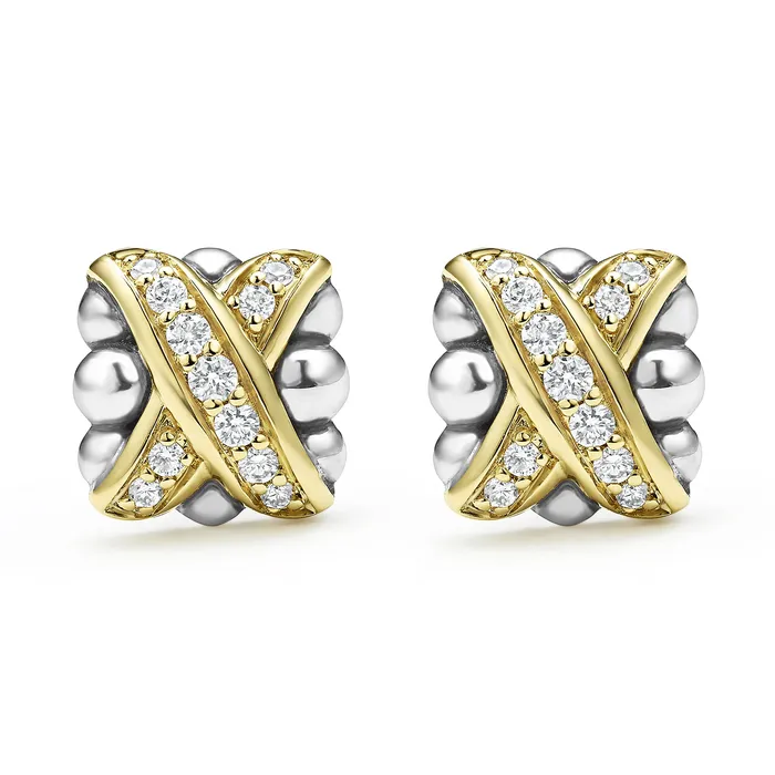Earrings LAGOS Embrace TwoTone X Diamond Stud Earrings Earrings LAGOS Embrace TwoTone X Diamond Stud Earrings