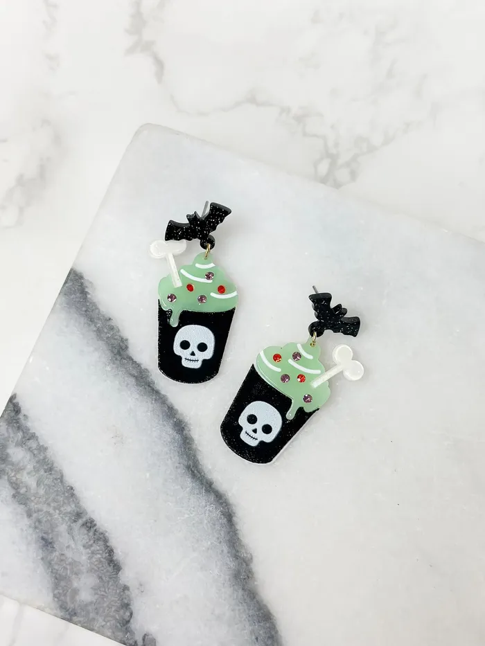 Earrings Prep Obsessed FP Glow In The Dark Spooky Drink Dangle Earrings