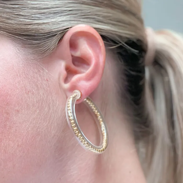 Earrings Prep Obsessed PR Beaded Jelly Tube Hoop Earrings Gold