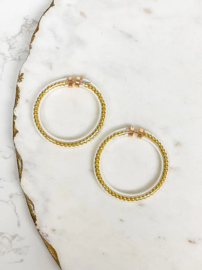 Earrings Prep Obsessed PR Beaded Jelly Tube Hoop Earrings Gold