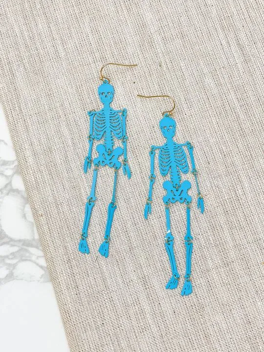 Earrings Prep Obsessed RNK Skeleton Filigree Dangle Earrings Turquoise