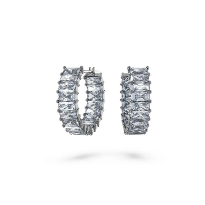 Earrings Swarovski Swarovski Matrix Hoop Earrings Baguette cut Gray Ruthenium plated Earrings Swarovski Swarovski Matrix Hoop Earrings Baguette cut Gray Ruthenium plated
