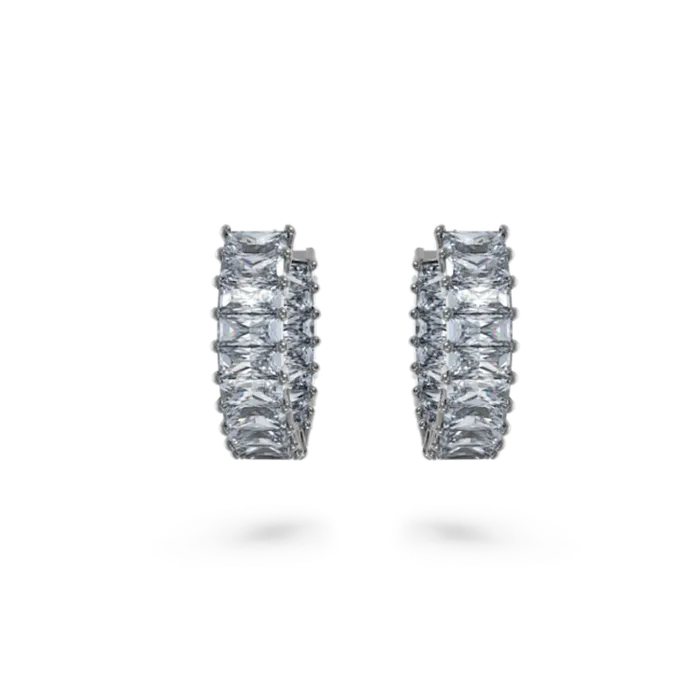 Earrings Swarovski Swarovski Matrix Hoop Earrings Baguette cut Gray Ruthenium plated Earrings Swarovski Swarovski Matrix Hoop Earrings Baguette cut Gray Ruthenium plated