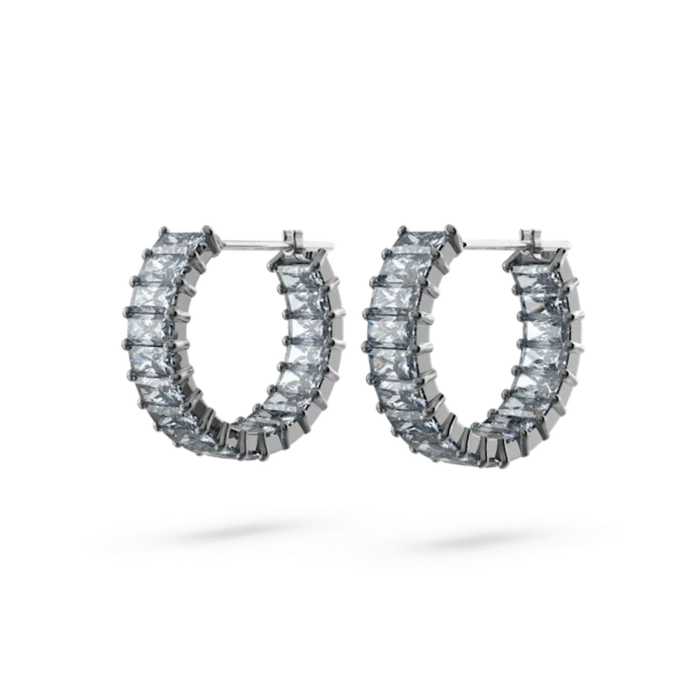 Earrings Swarovski Swarovski Matrix Hoop Earrings Baguette cut Gray Ruthenium plated Earrings Swarovski Swarovski Matrix Hoop Earrings Baguette cut Gray Ruthenium plated