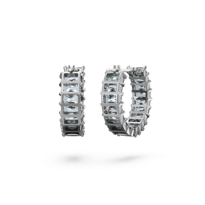 Earrings Swarovski Swarovski Matrix Hoop Earrings Baguette cut Gray Ruthenium plated Earrings Swarovski Swarovski Matrix Hoop Earrings Baguette cut Gray Ruthenium plated