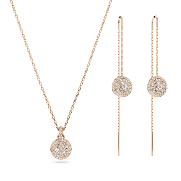 Earrings Swarovski Swarovski Meteora Set Necklace and Earrings White Rose goldtone plated Earrings Swarovski Swarovski Meteora Set Necklace and Earrings White Rose goldtone plated