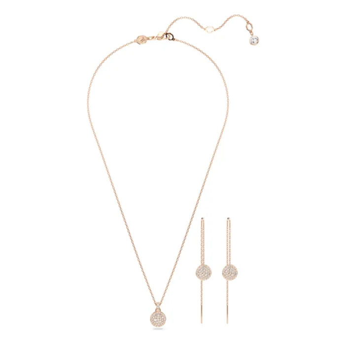 Earrings Swarovski Swarovski Meteora Set Necklace and Earrings White Rose goldtone plated Earrings Swarovski Swarovski Meteora Set Necklace and Earrings White Rose goldtone plated