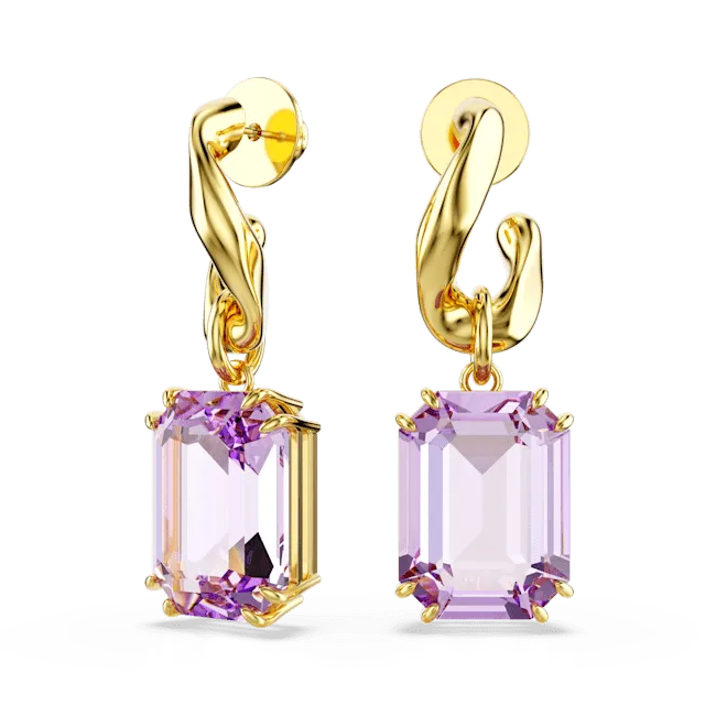 Earrings Swarovski Swarovski Millenia Drop Earrings Octagon Cut Purple GoldTone Plated Earrings Swarovski Swarovski Millenia Drop Earrings Octagon Cut Purple GoldTone Plated