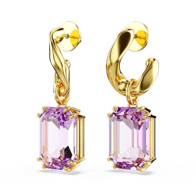 Earrings Swarovski Swarovski Millenia Drop Earrings Octagon Cut Purple GoldTone Plated Earrings Swarovski Swarovski Millenia Drop Earrings Octagon Cut Purple GoldTone Plated