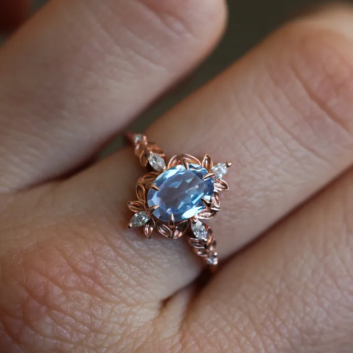 Enya Oval Blue Sapphire Engagement Ring Fantasy Diamond Ring Capucinne Rings Enya Oval Blue Sapphire Engagement Ring Fantasy Diamond Ring Capucinne Rings