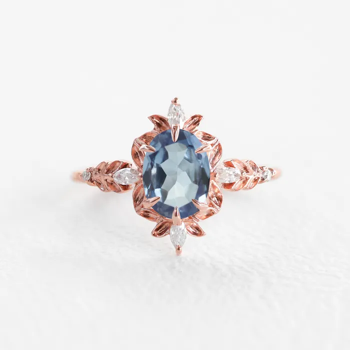Enya Oval Blue Sapphire Engagement Ring Fantasy Diamond Ring Capucinne Rings