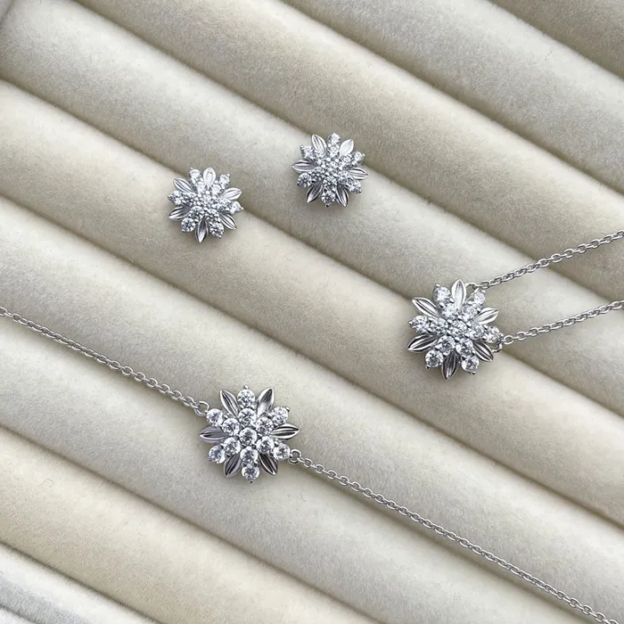 Flower CZ Stud Earrings in Sterling Silver BERRICLE Earrings