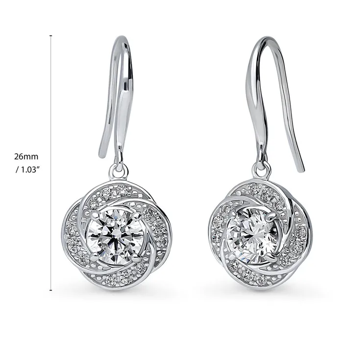 Flower Woven CZ Fish Hook Earrings in Sterling Silver BERRICLE Earrings