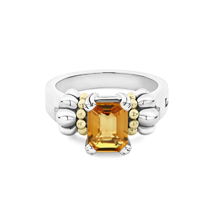 Glacier Small EmeraldCut Citrine Ring LAGOS Rings Glacier Small EmeraldCut Citrine Ring LAGOS Rings
