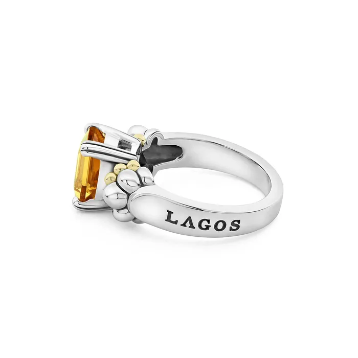 Glacier Small EmeraldCut Citrine Ring LAGOS Rings Glacier Small EmeraldCut Citrine Ring LAGOS Rings