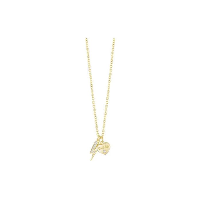 Guess Necklaces Guess Necklace Ip Gold With Stone Heart Pendant Design