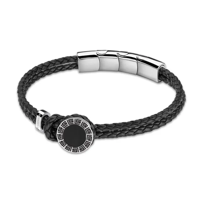 Guy Laroche Marc Gents StainlessSteel Bracelet With Onyx Black Leather Guy Laroche Bracelets Guy Laroche Marc Gents StainlessSteel Bracelet With Onyx Black Leather Guy Laroche Bracelets