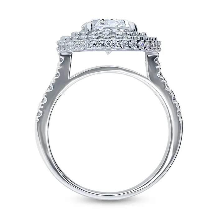 Halo Oval Cut CZ Ring in Sterling Silver BERRICLE Rings
