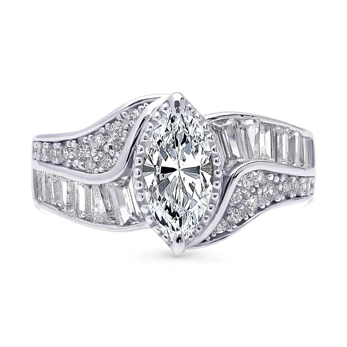 Halo Woven Marquise CZ Ring in Sterling Silver BERRICLE Rings