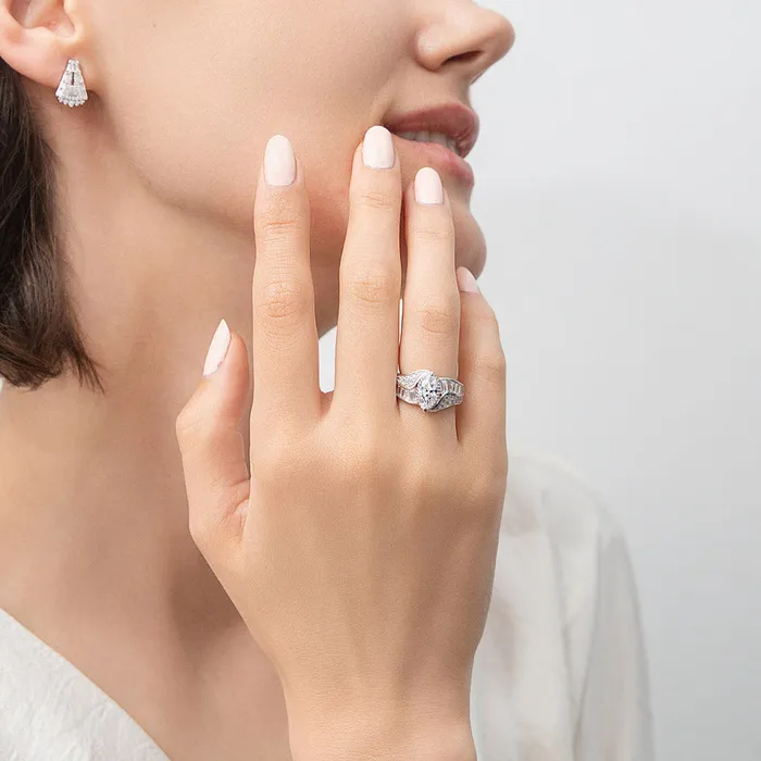Halo Woven Marquise CZ Ring in Sterling Silver BERRICLE Rings