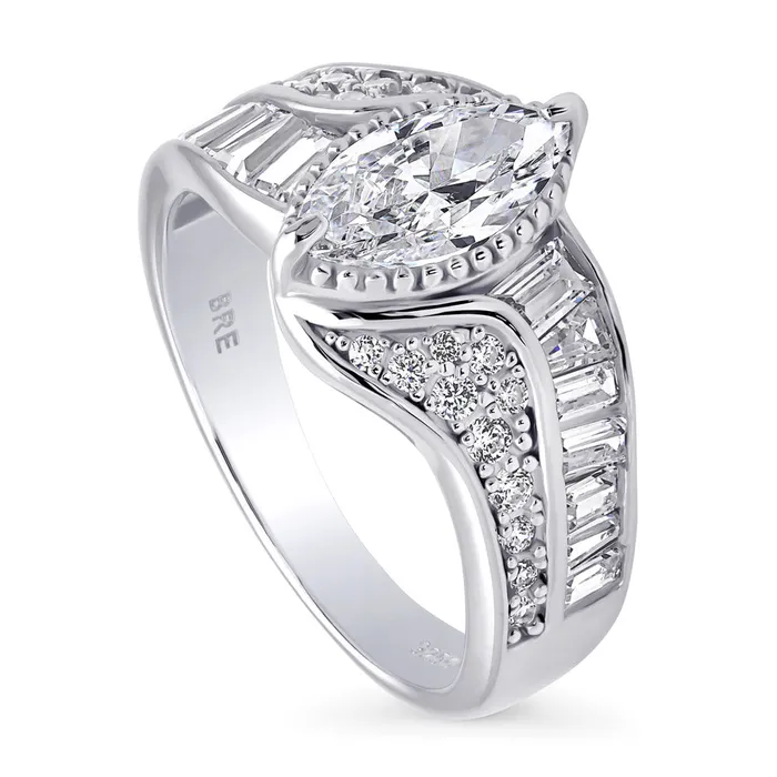 Halo Woven Marquise CZ Ring in Sterling Silver BERRICLE Rings