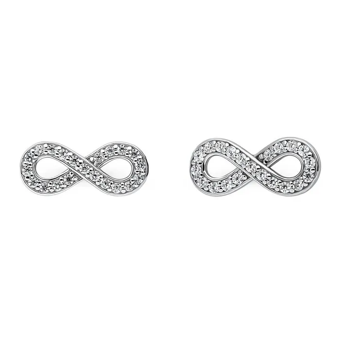 Infinity CZ Stud Earrings in Sterling Silver BERRICLE Earrings