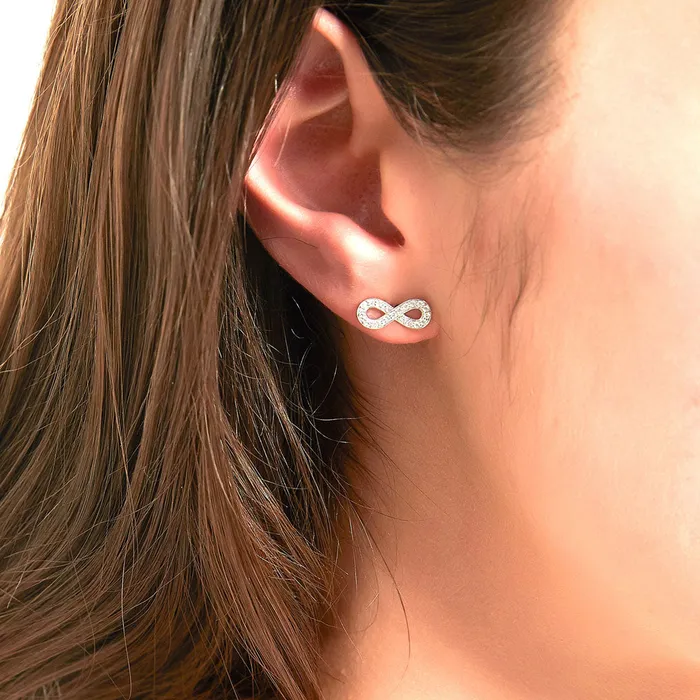 Infinity CZ Stud Earrings in Sterling Silver BERRICLE Earrings