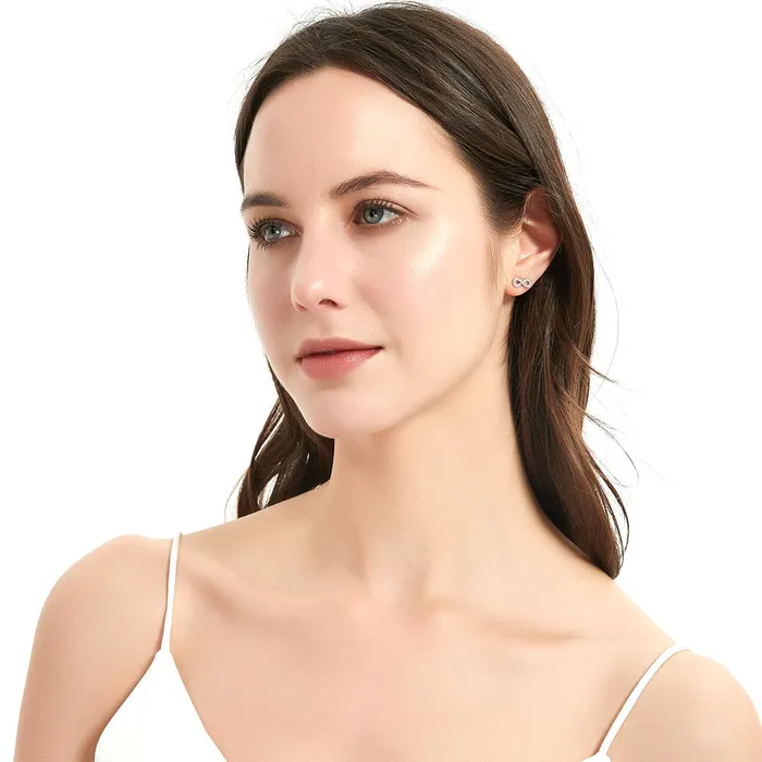 Infinity CZ Stud Earrings in Sterling Silver BERRICLE Earrings