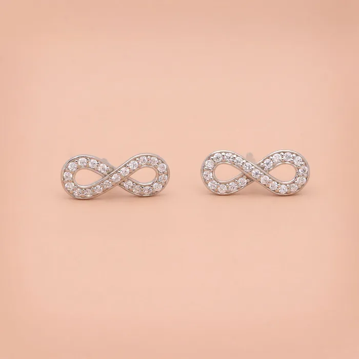 Infinity CZ Stud Earrings in Sterling Silver BERRICLE Earrings