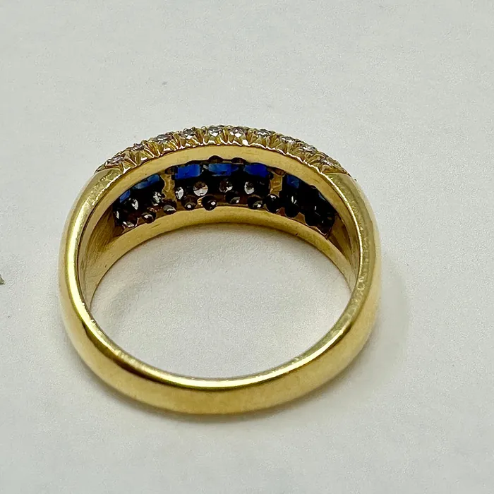 Jacob Marshak 7 Square Sapphire and Pave Set Diamond Ring Jacob Marshak Rings