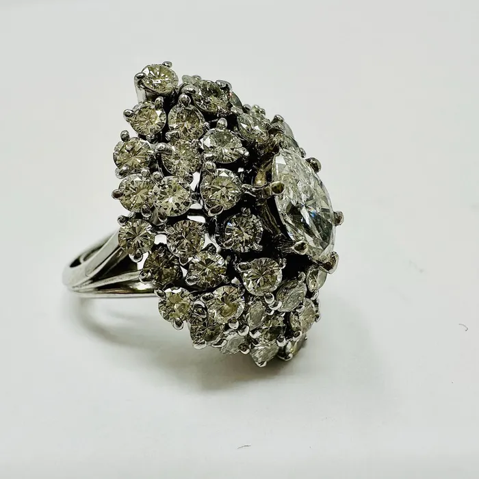 Jewelry Platinum Daimond Cluster Ring Rings