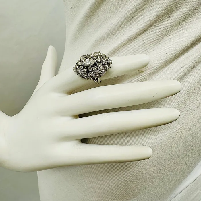 Jewelry Platinum Daimond Cluster Ring Rings
