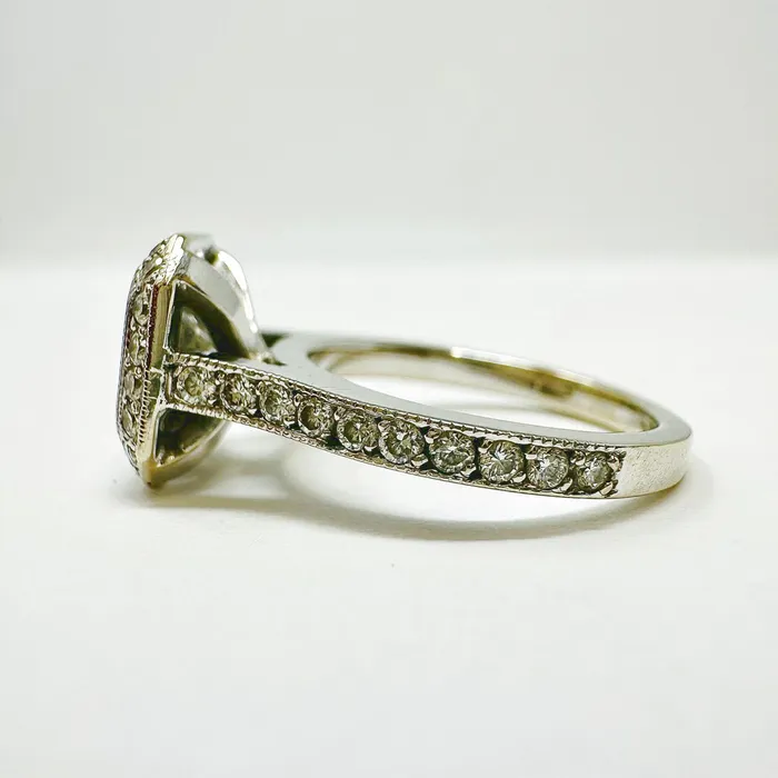 Jewelry Rings 18 White Gold Bezel Set Radiant Cut Diamond Ring