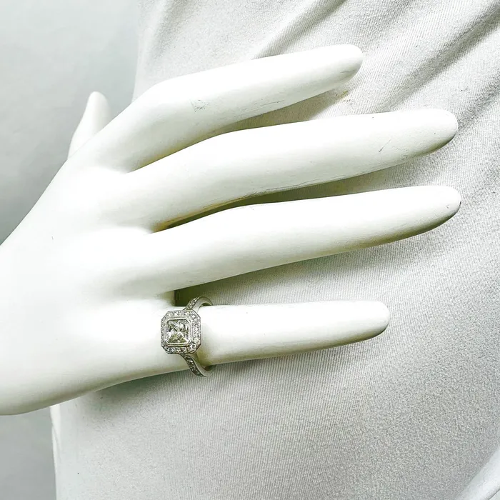 Jewelry Rings 18 White Gold Bezel Set Radiant Cut Diamond Ring
