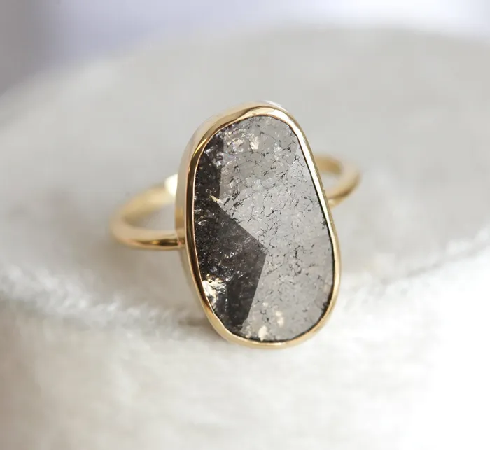 Julianna Salt Pepper Diamond Ring Ready to Ship Capucinne Rings