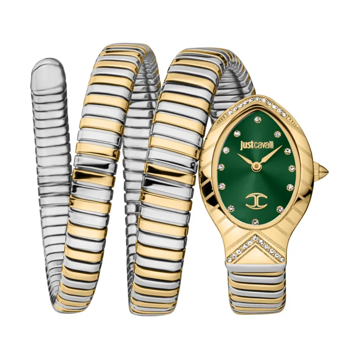 Just Cavalli Bracelets Just Cavalli Snake Shape Womens Gold Color Watch Dark Green Dial And Two Tone Silver Gold Color Metal Bracelet Just Cavalli Bracelets Just Cavalli Snake Shape Womens Gold Color Watch Dark Green Dial And Two Tone Silver Gold Color Metal Bracelet