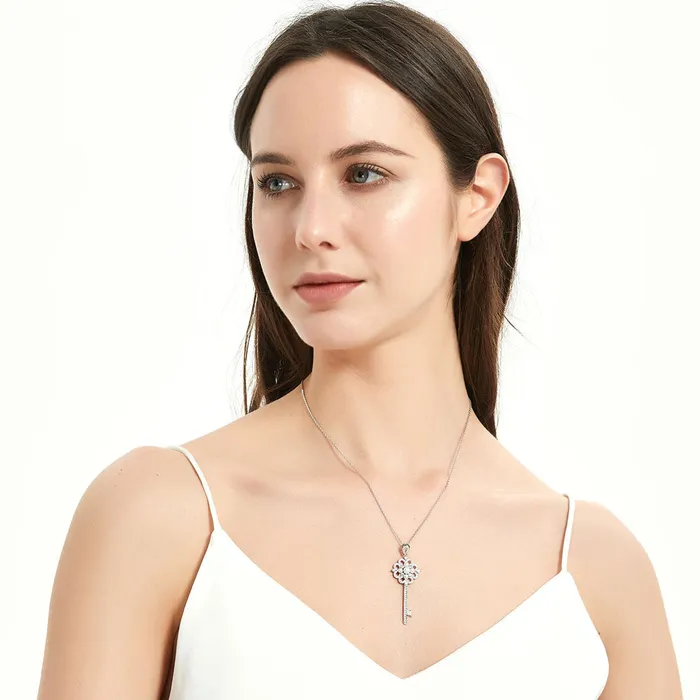 Key Flower Button Cultured Pearl Necklace in Sterling Silver BERRICLE Necklaces