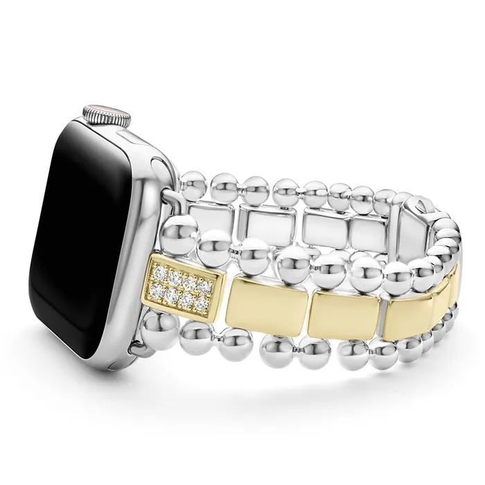 LAGOS Bracelets Smart Caviar 18K Gold and Sterling Silver Single Diamond Watch Bracelet3845mm