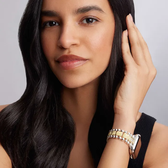 LAGOS Bracelets Smart Caviar 18K Gold and Sterling Silver Single Diamond Watch Bracelet3845mm LAGOS Bracelets Smart Caviar 18K Gold and Sterling Silver Single Diamond Watch Bracelet3845mm