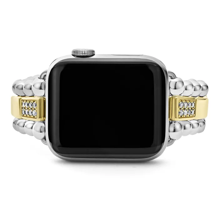 LAGOS Bracelets Smart Caviar 18K Gold and Sterling Silver Single Diamond Watch Bracelet3845mm LAGOS Bracelets Smart Caviar 18K Gold and Sterling Silver Single Diamond Watch Bracelet3845mm
